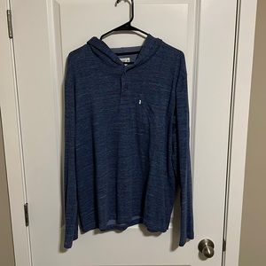 Walker St Refinery Mens Hooded Long Sleeve Shirt - Blue - XL